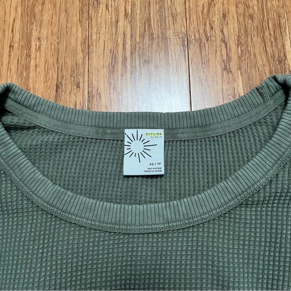 Aerie Sage Long Sleeve Waffle Knit Top - Picture 3 of 4